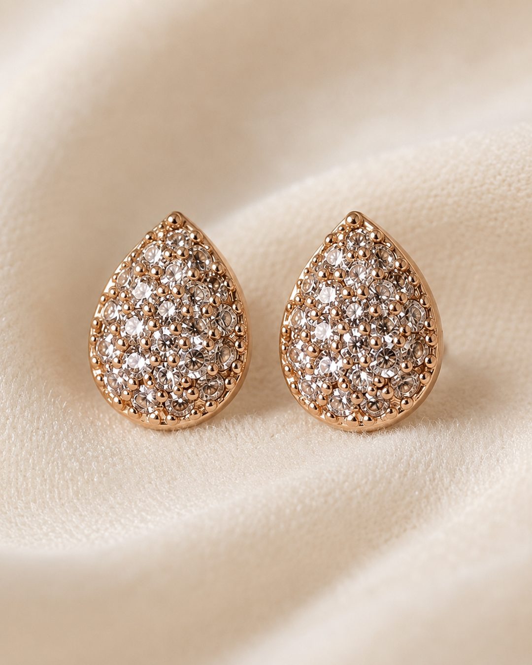 Pavé Teardrop Studs — view 2