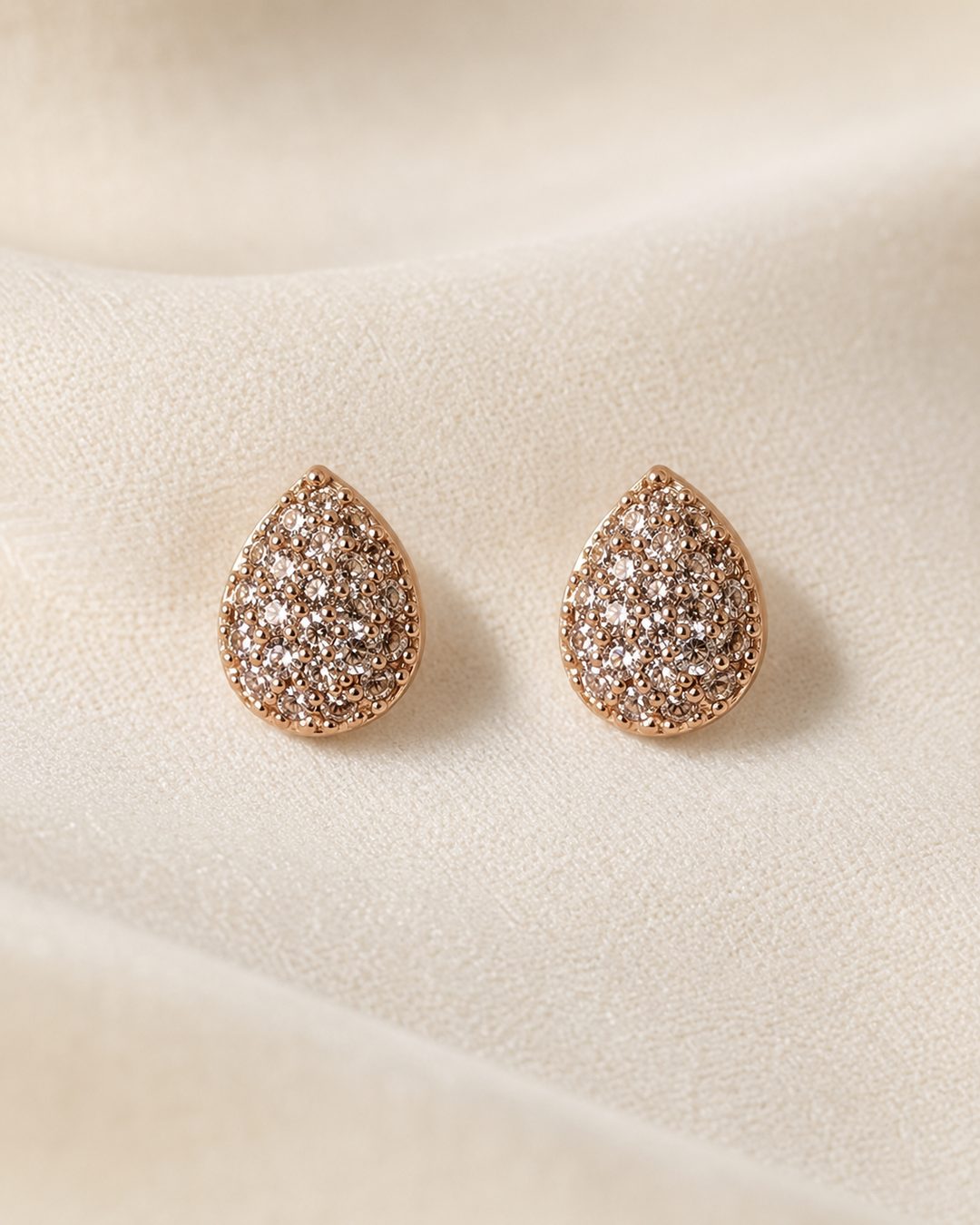 Pavé Teardrop Studs — view 3