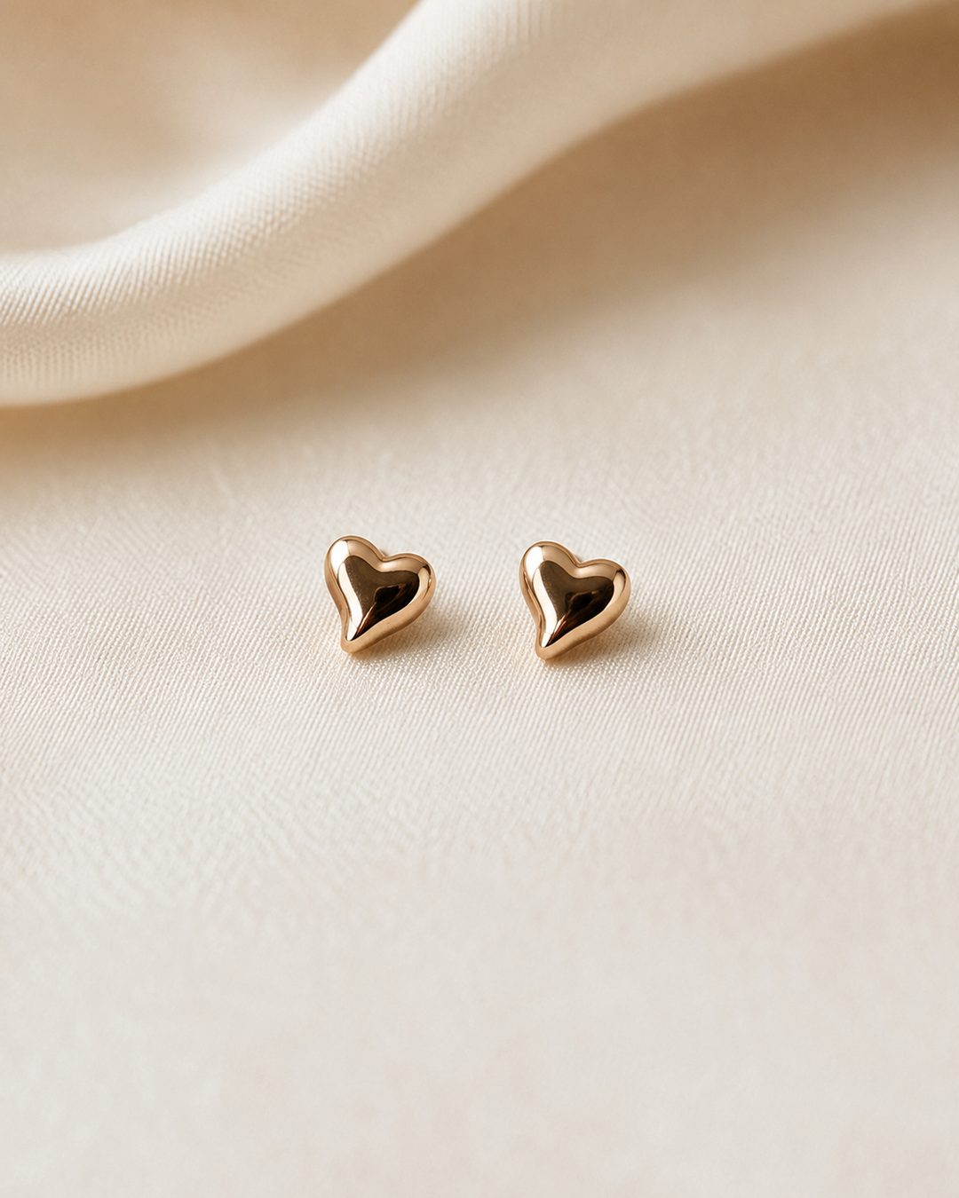 Puffy Heart Studs — 18k gold-plated · CZ