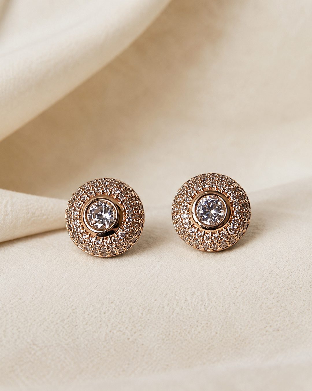 Vintage Halo Studs — 18k gold-plated · CZ
