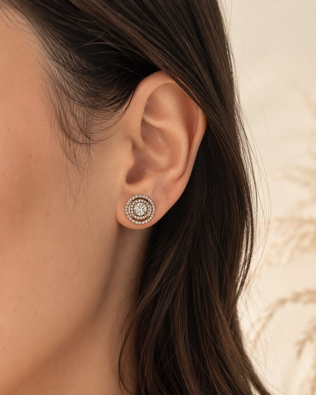 Double Halo CZ Studs — view 2