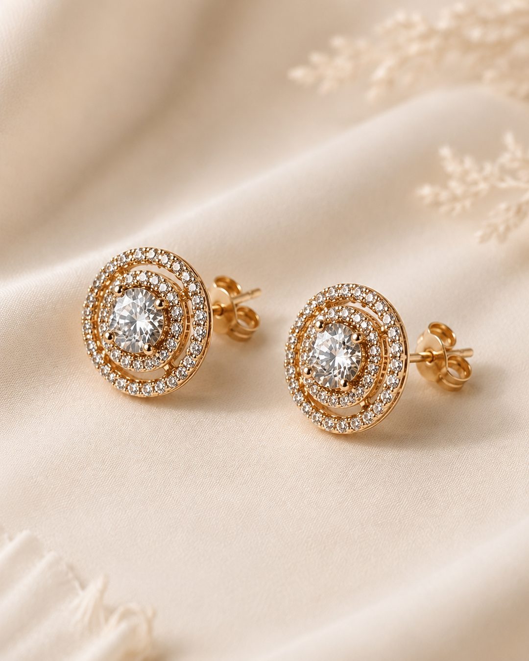 Double Halo CZ Studs — view 3