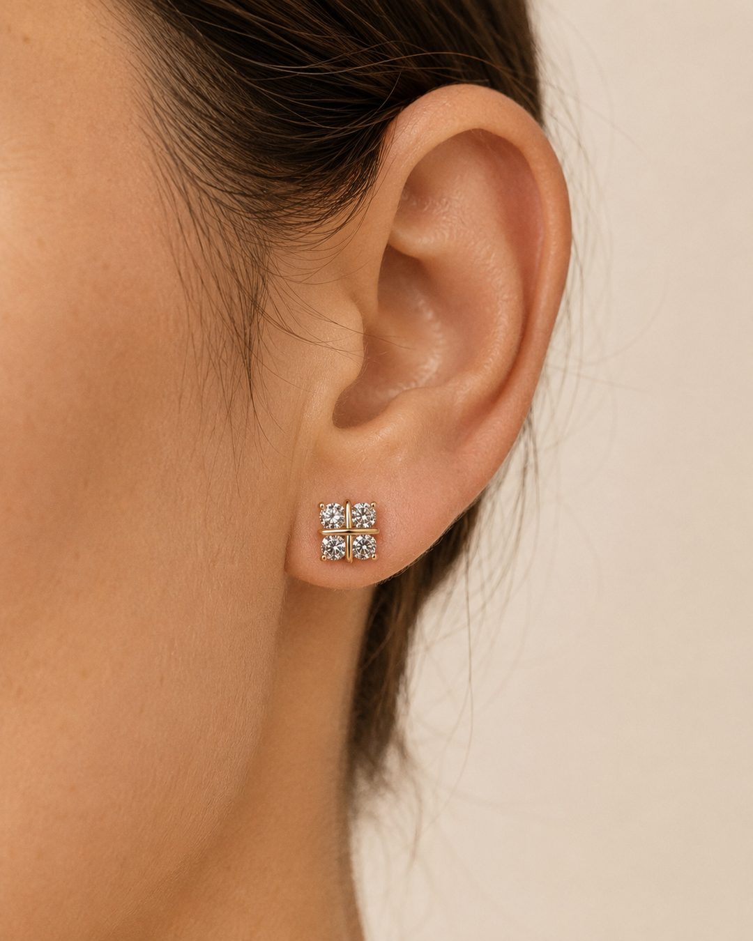 Quad CZ Cross Studs — view 2