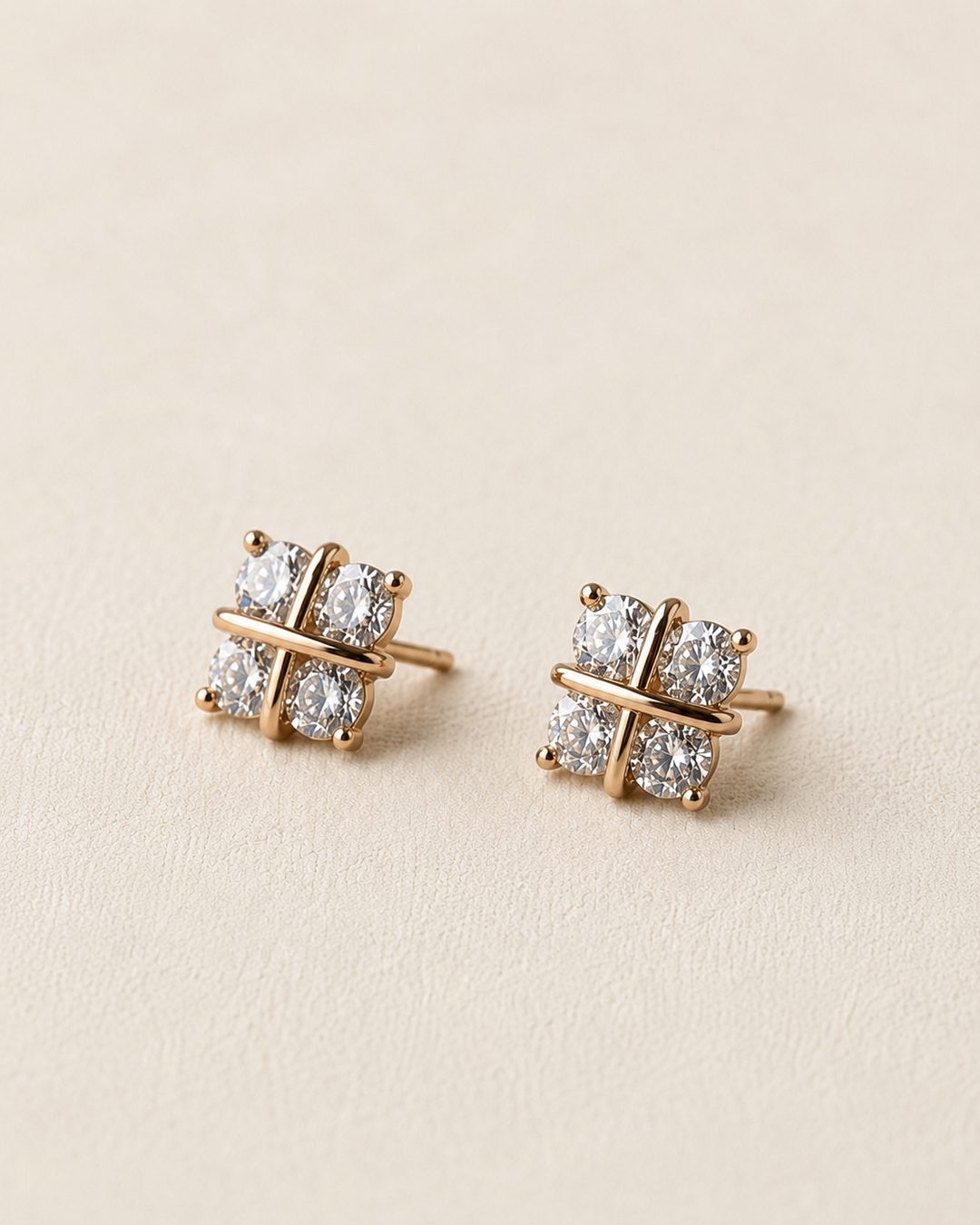 Quad CZ Cross Studs — view 3