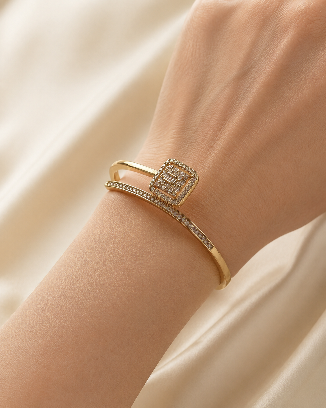 Square CZ Nail Bangle — view 2