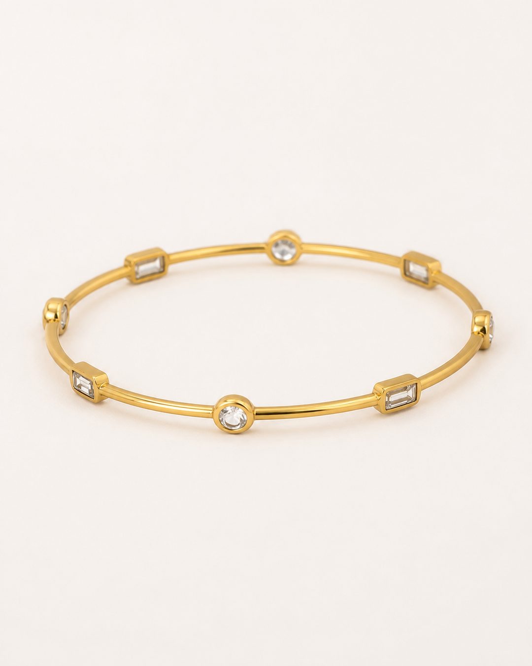 CZ Station Bangle — 18k gold-plated · CZ