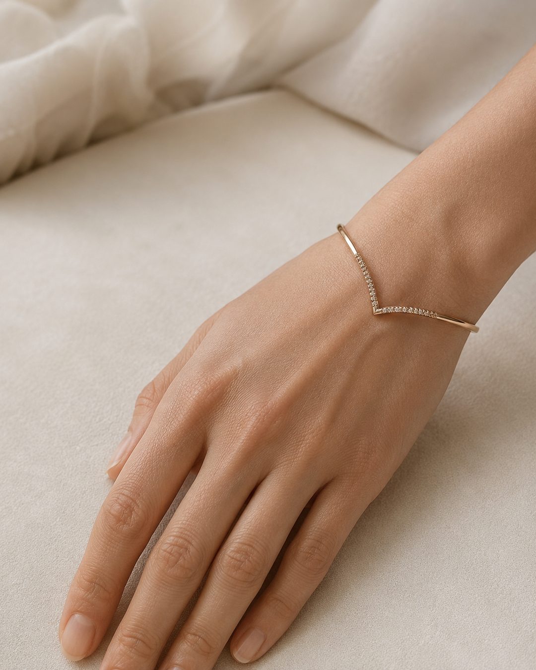 Rose Gold Wishbone Bangle — view 2