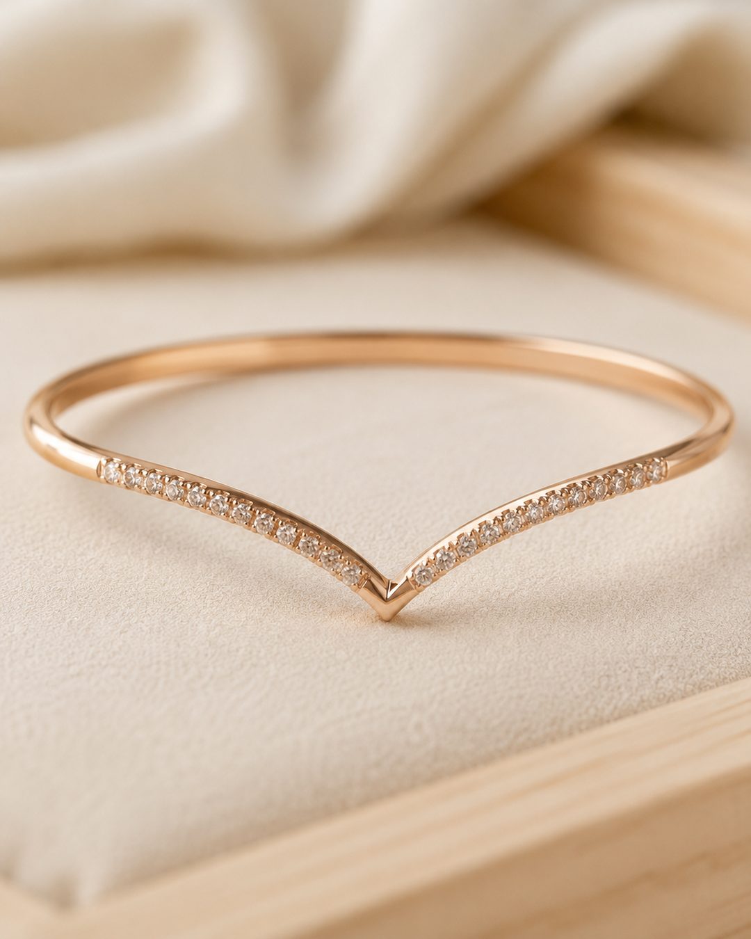 Rose Gold Wishbone Bangle — view 3