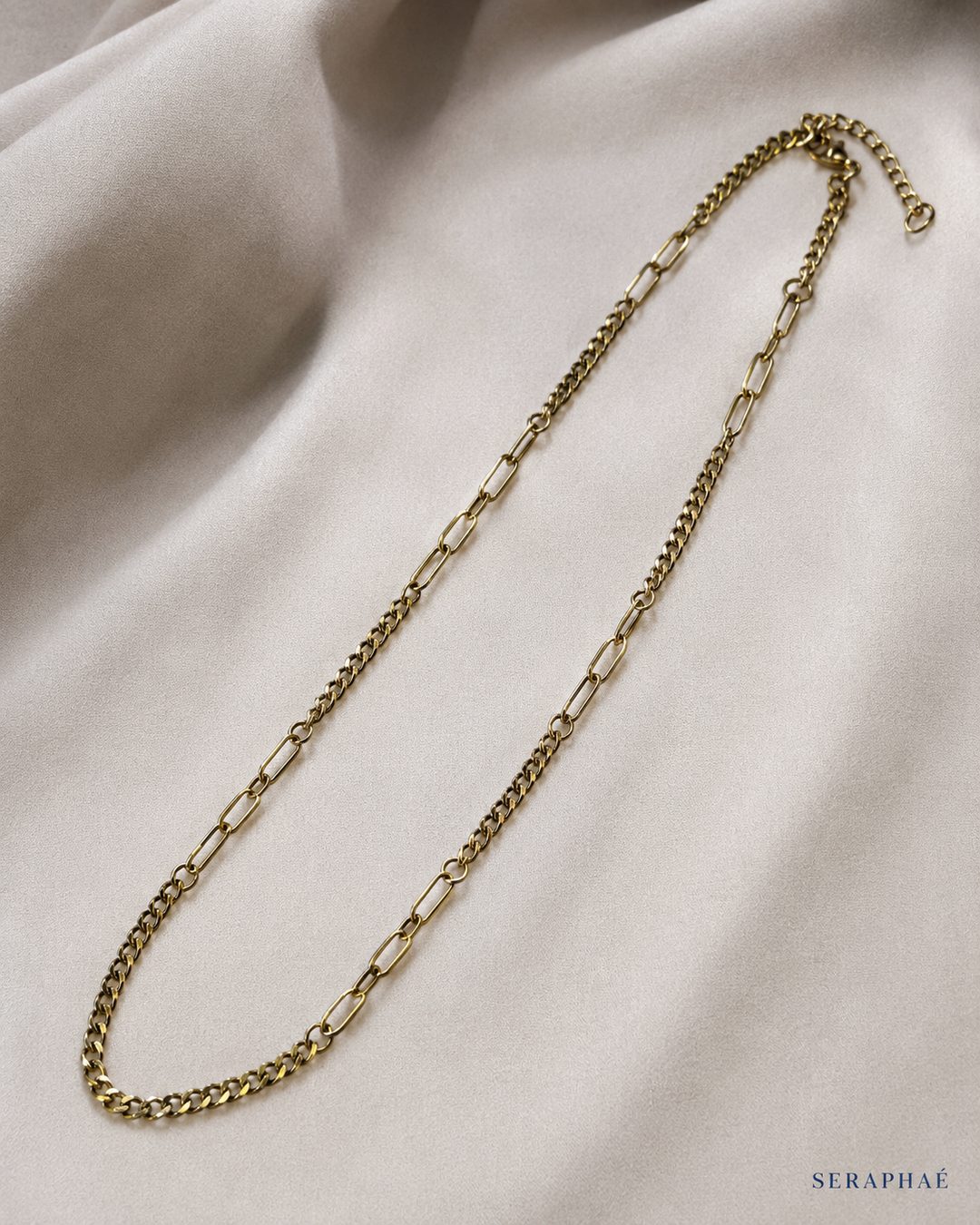 Figaro Link Chain — 18k gold-plated · CZ