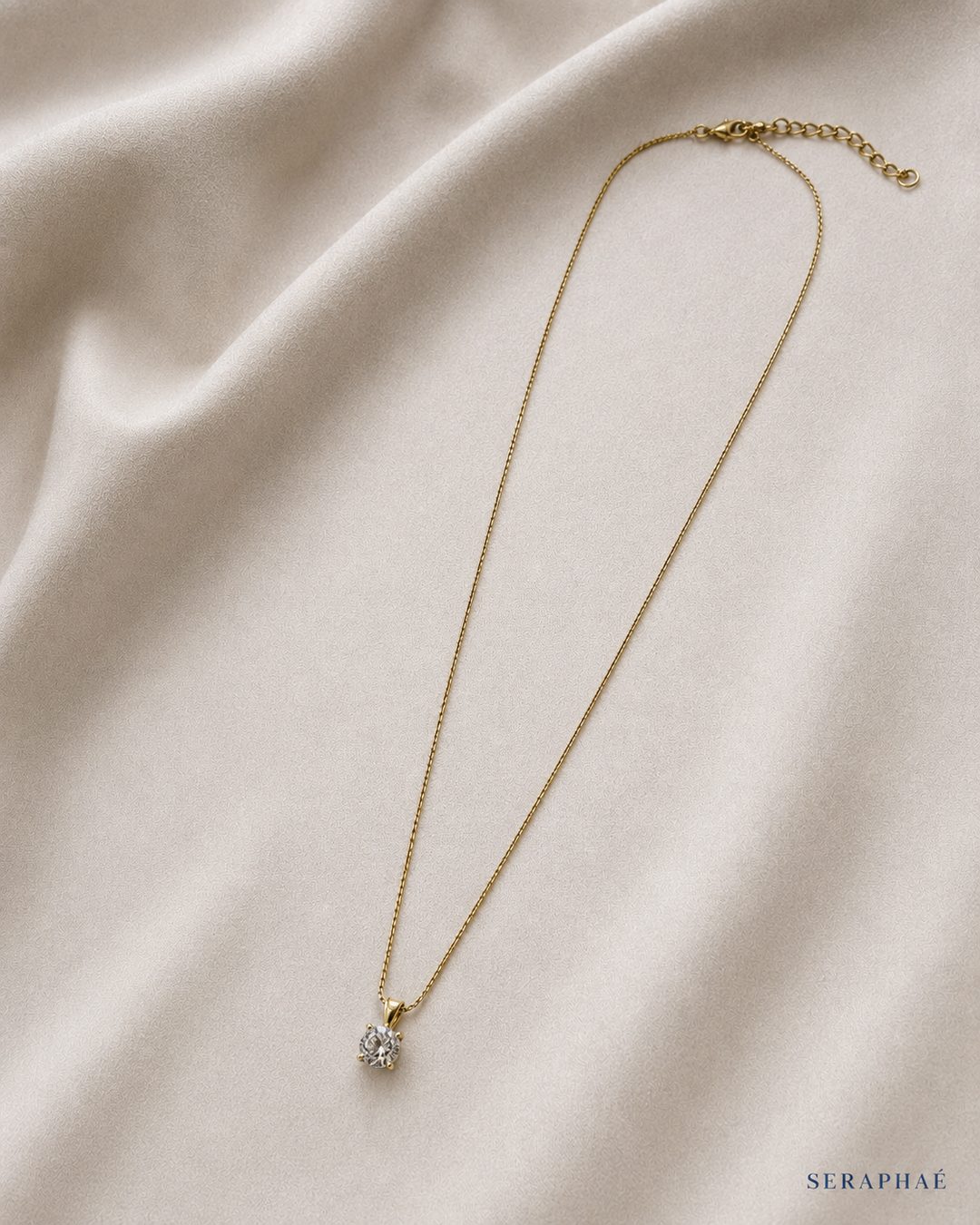 Solitaire CZ Necklace — 18k gold-plated · CZ