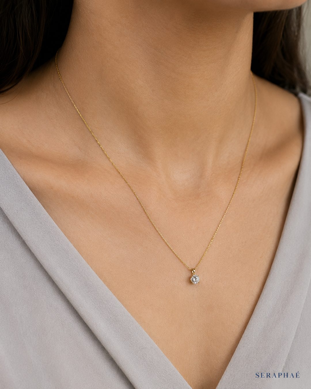 Solitaire CZ Necklace — view 2
