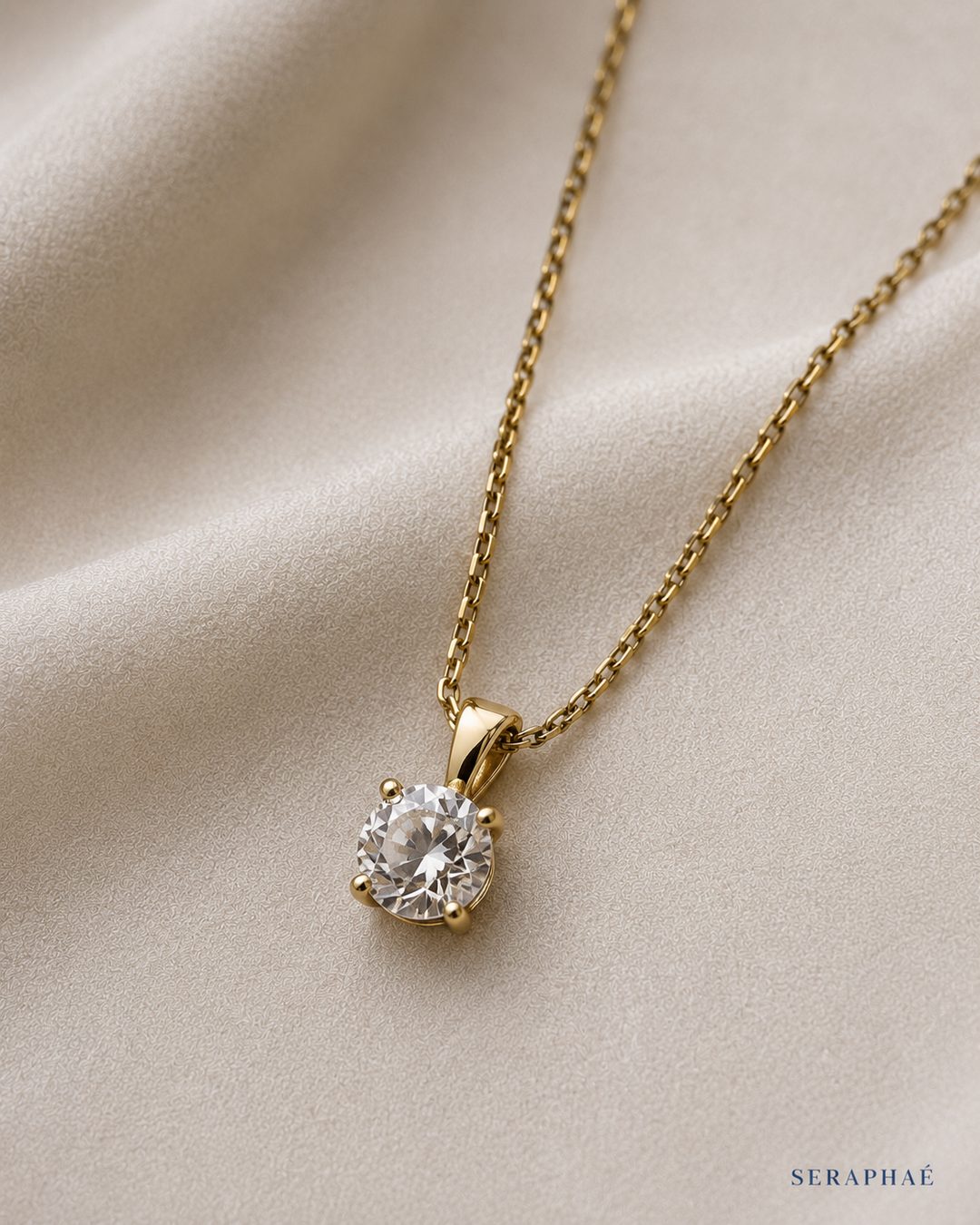 Solitaire CZ Necklace — view 3