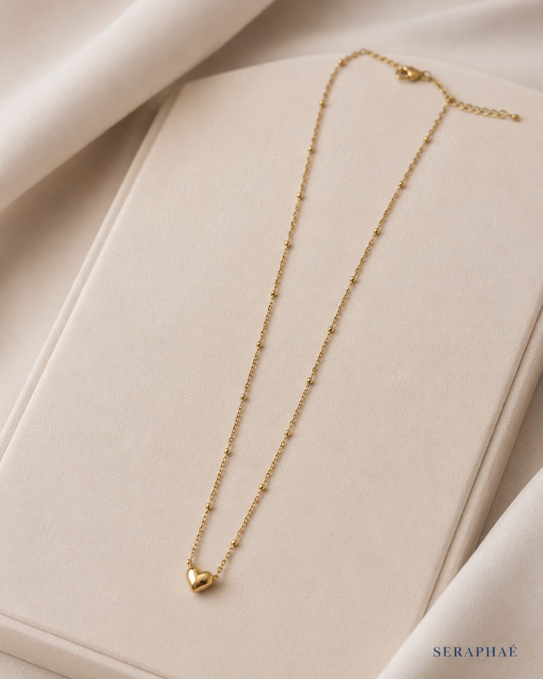 Mini Puff Heart Necklace — 18k gold-plated · CZ