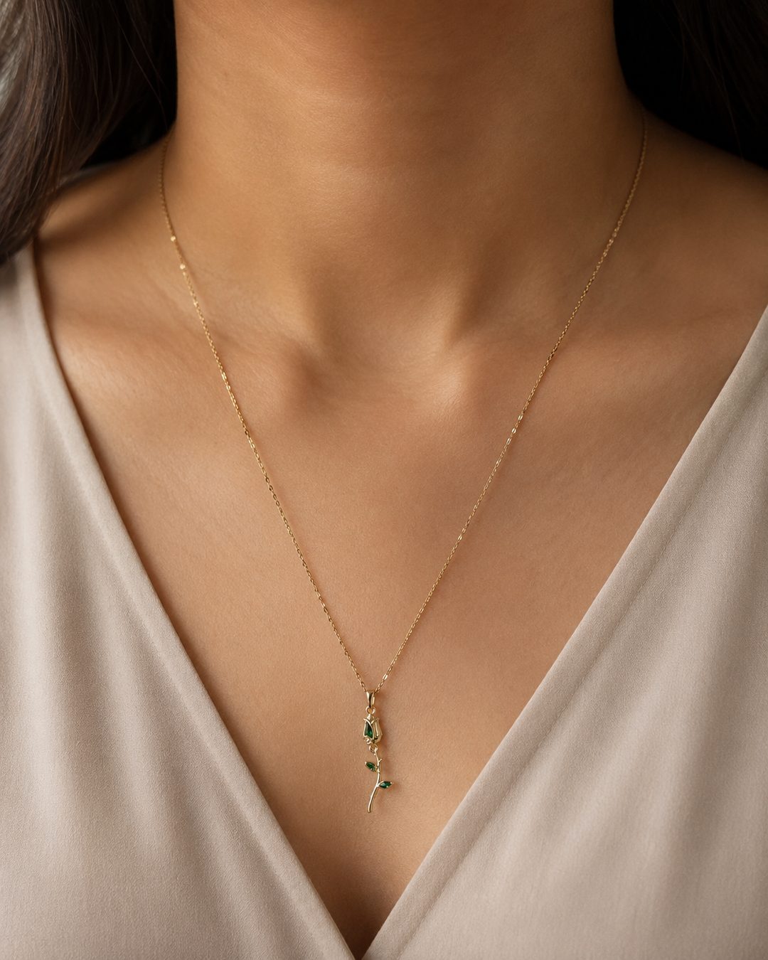 Emerald Tulip Pendant — view 2
