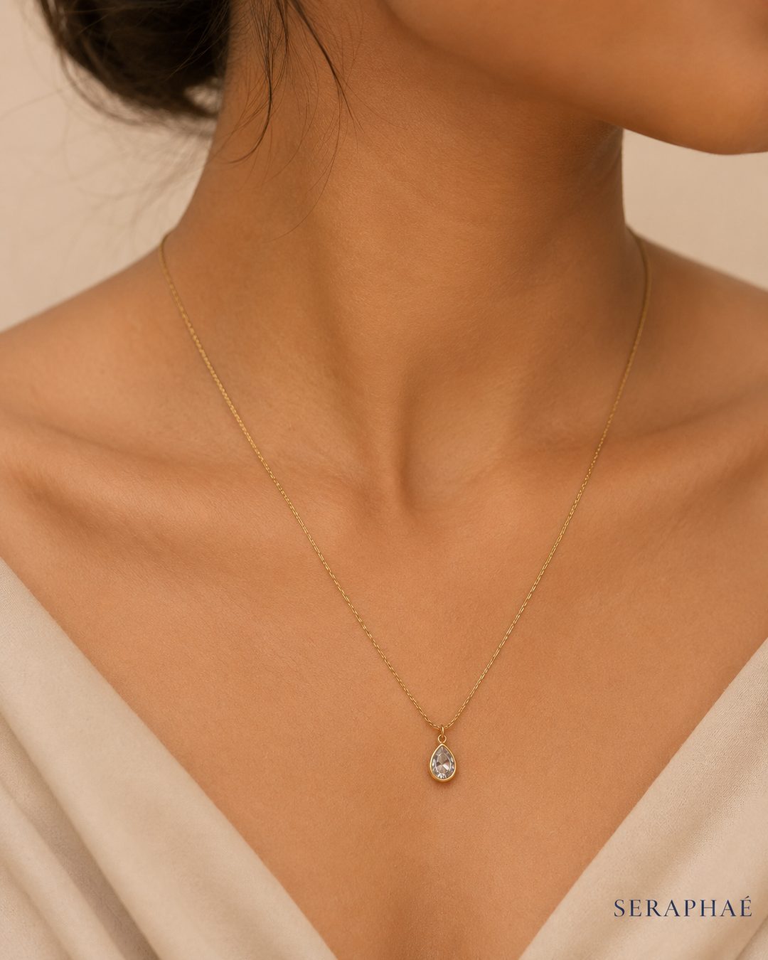 Teardrop Solitaire Necklace — view 2