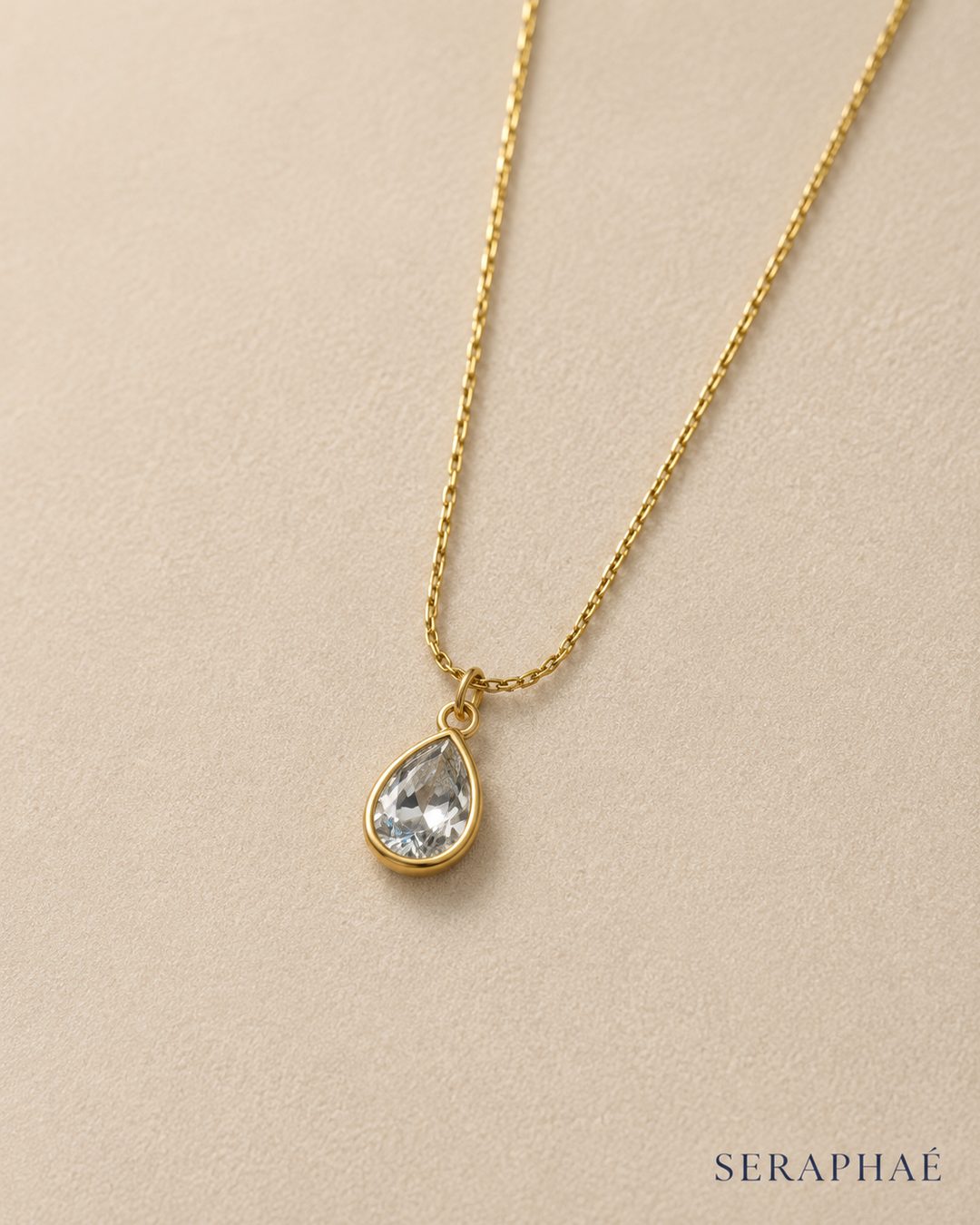 Teardrop Solitaire Necklace — view 3