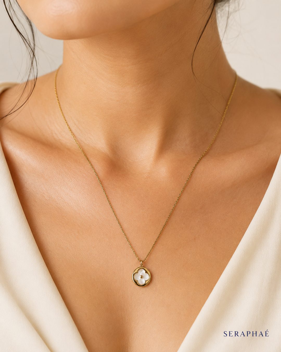 Mother-of-Pearl Clover Necklace — view 2