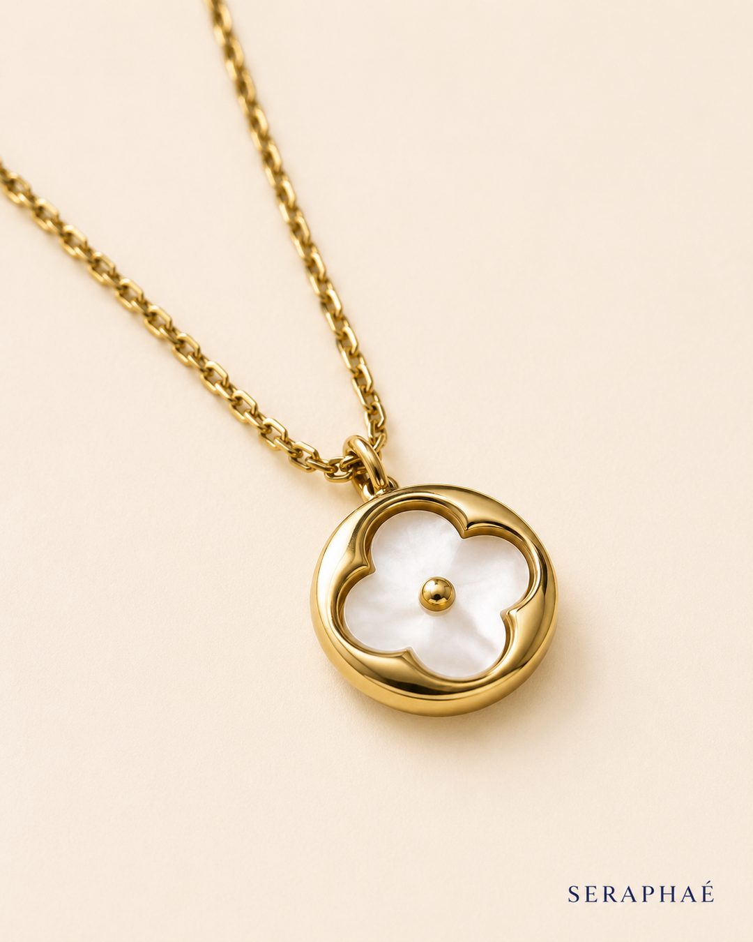 Mother-of-Pearl Clover Necklace — view 3