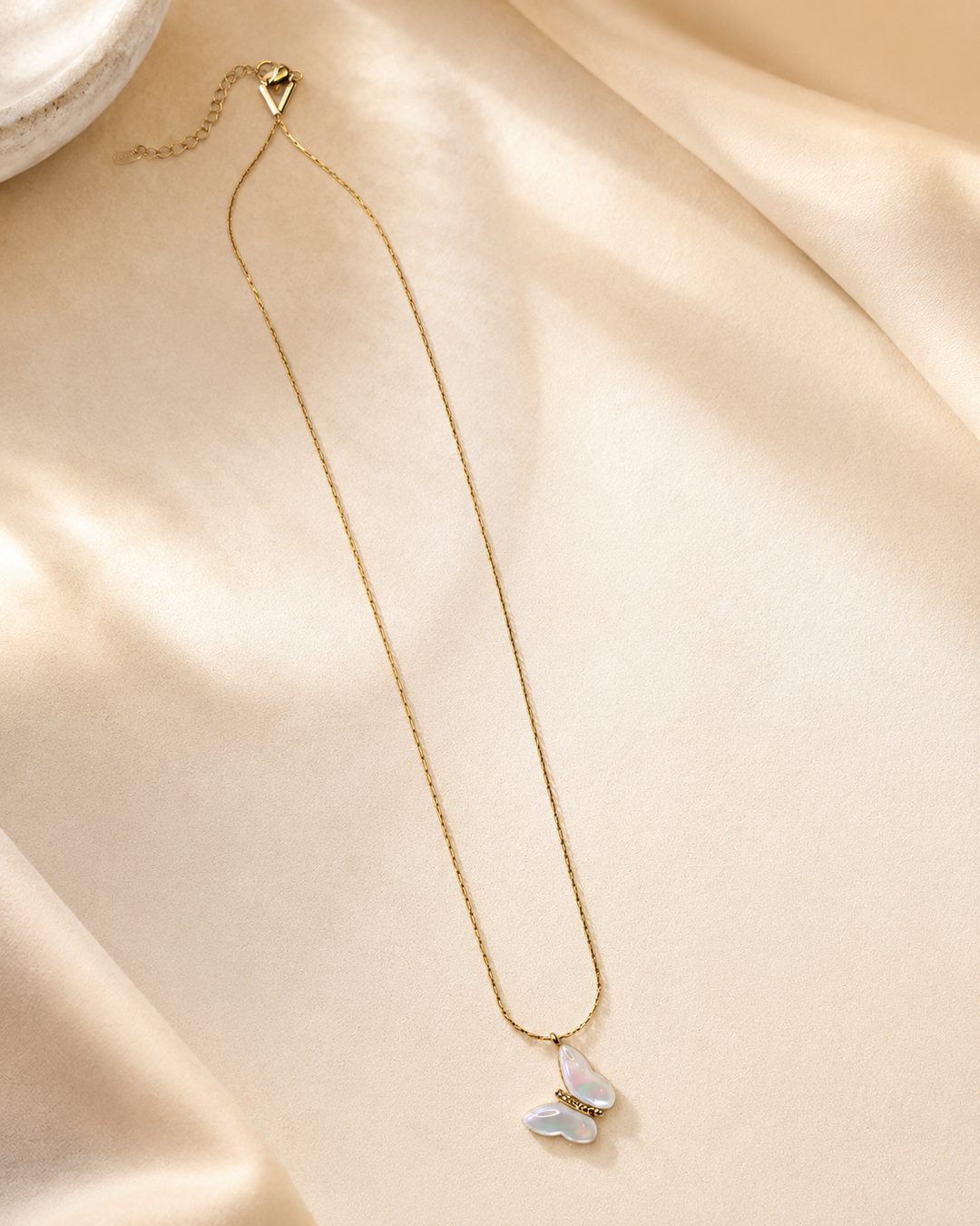Pearl Butterfly Necklace — 18k gold-plated · CZ