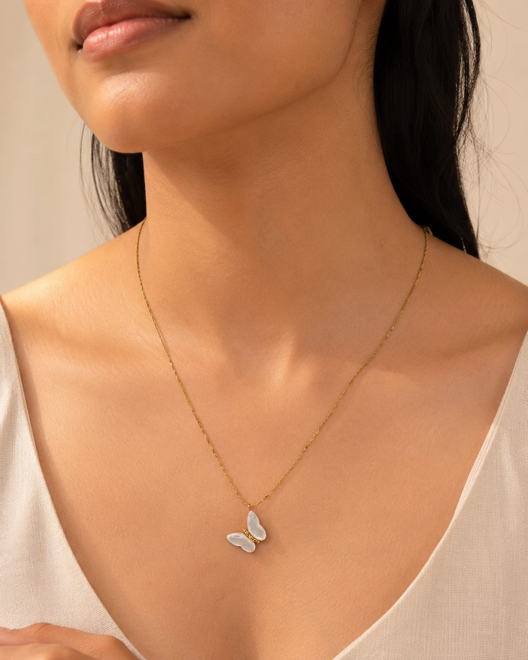 Pearl Butterfly Necklace — view 2