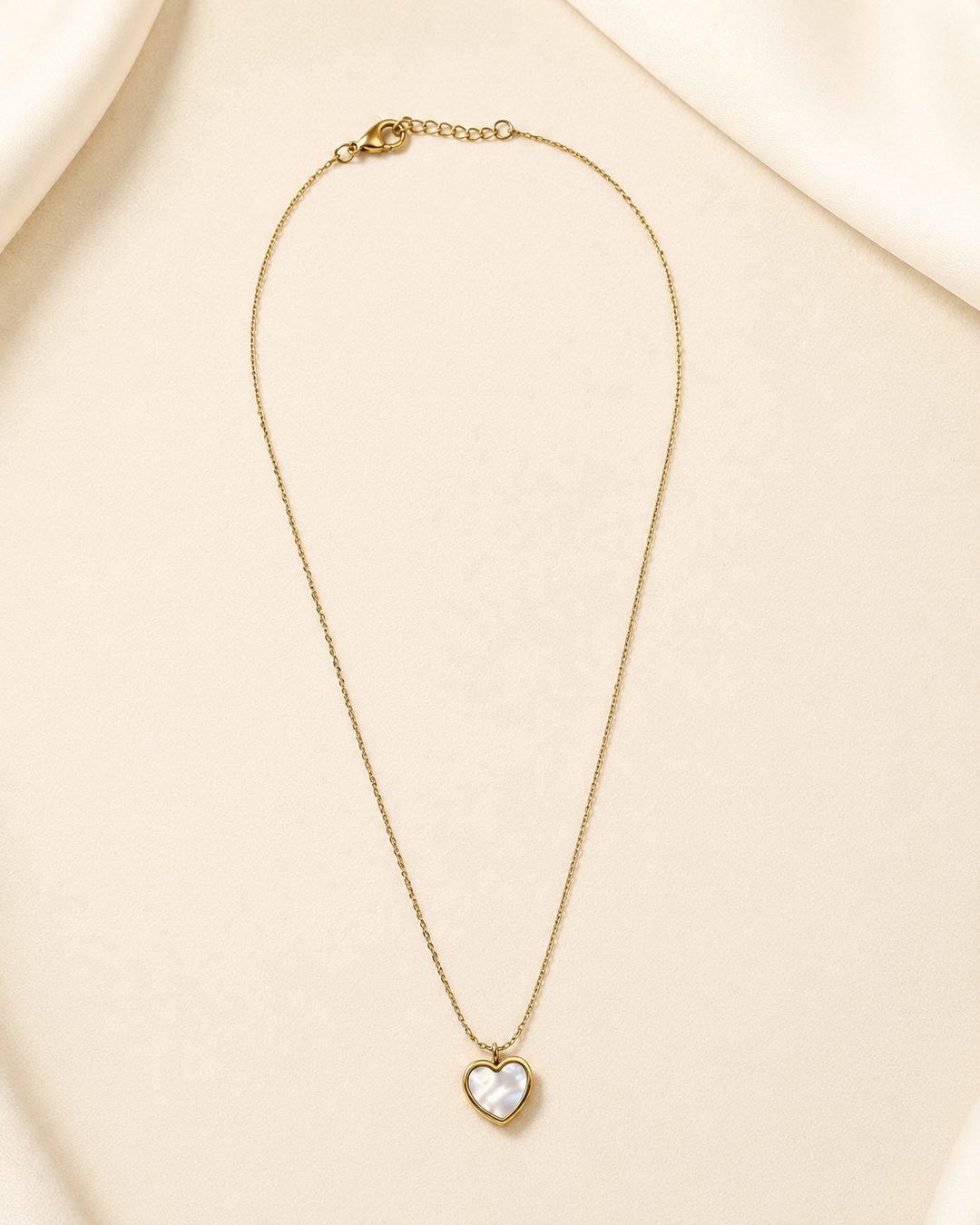 Mother-of-Pearl Heart Necklace — 18k gold-plated · CZ