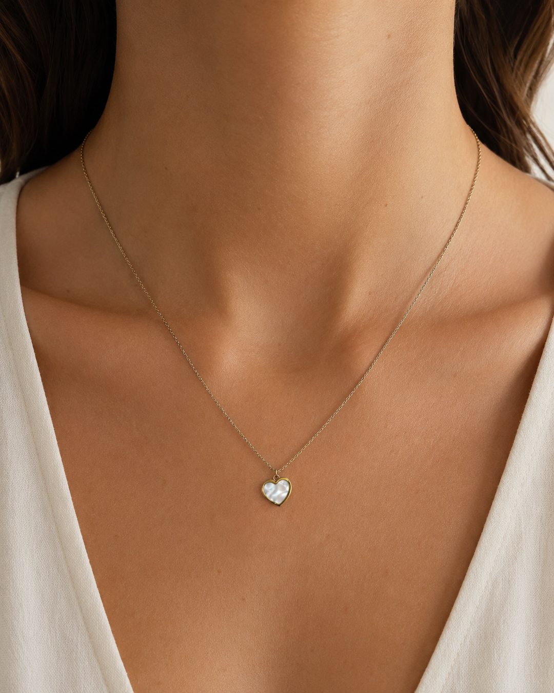 Mother-of-Pearl Heart Necklace — view 2