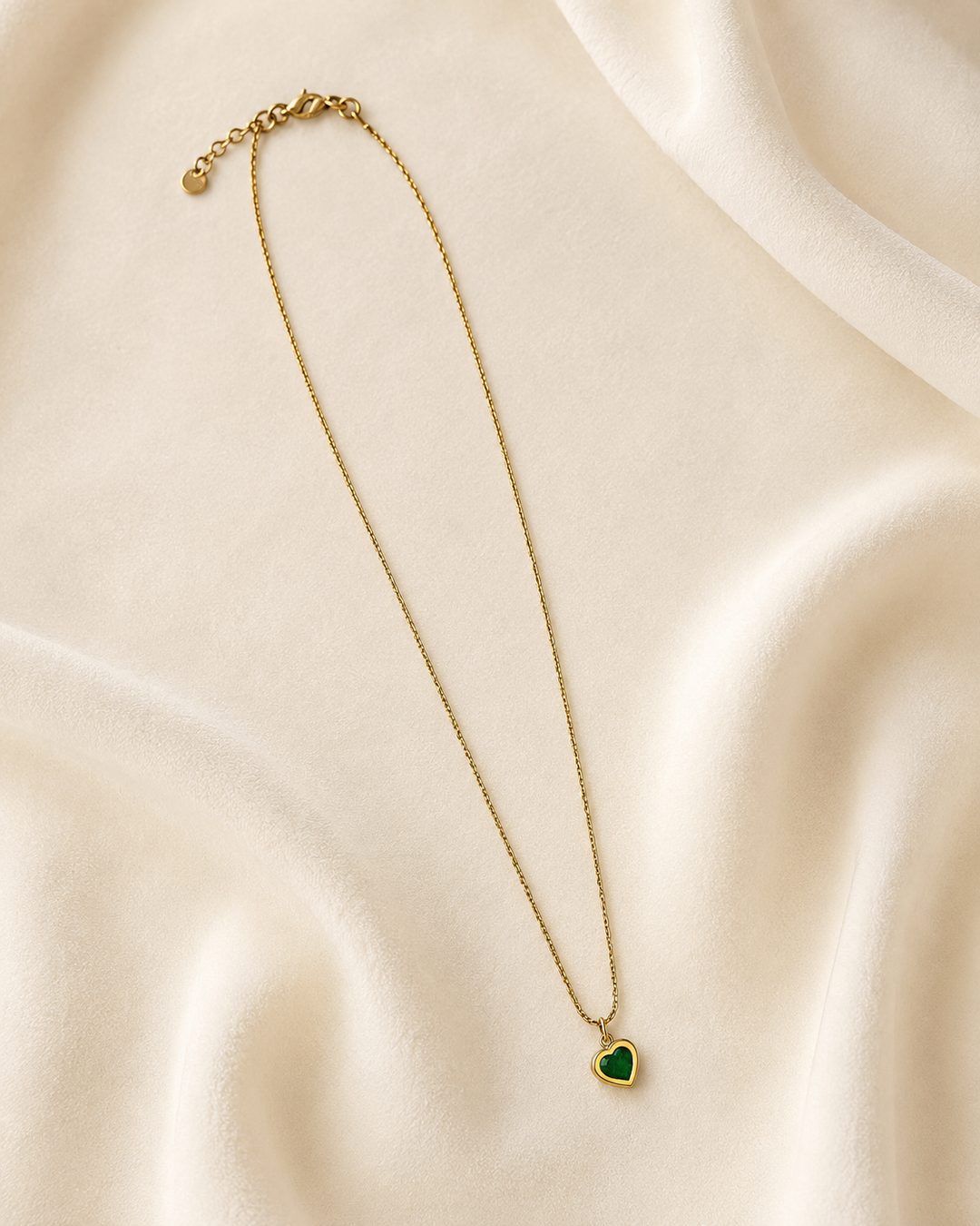 Emerald Heart Necklace — 18k gold-plated · CZ