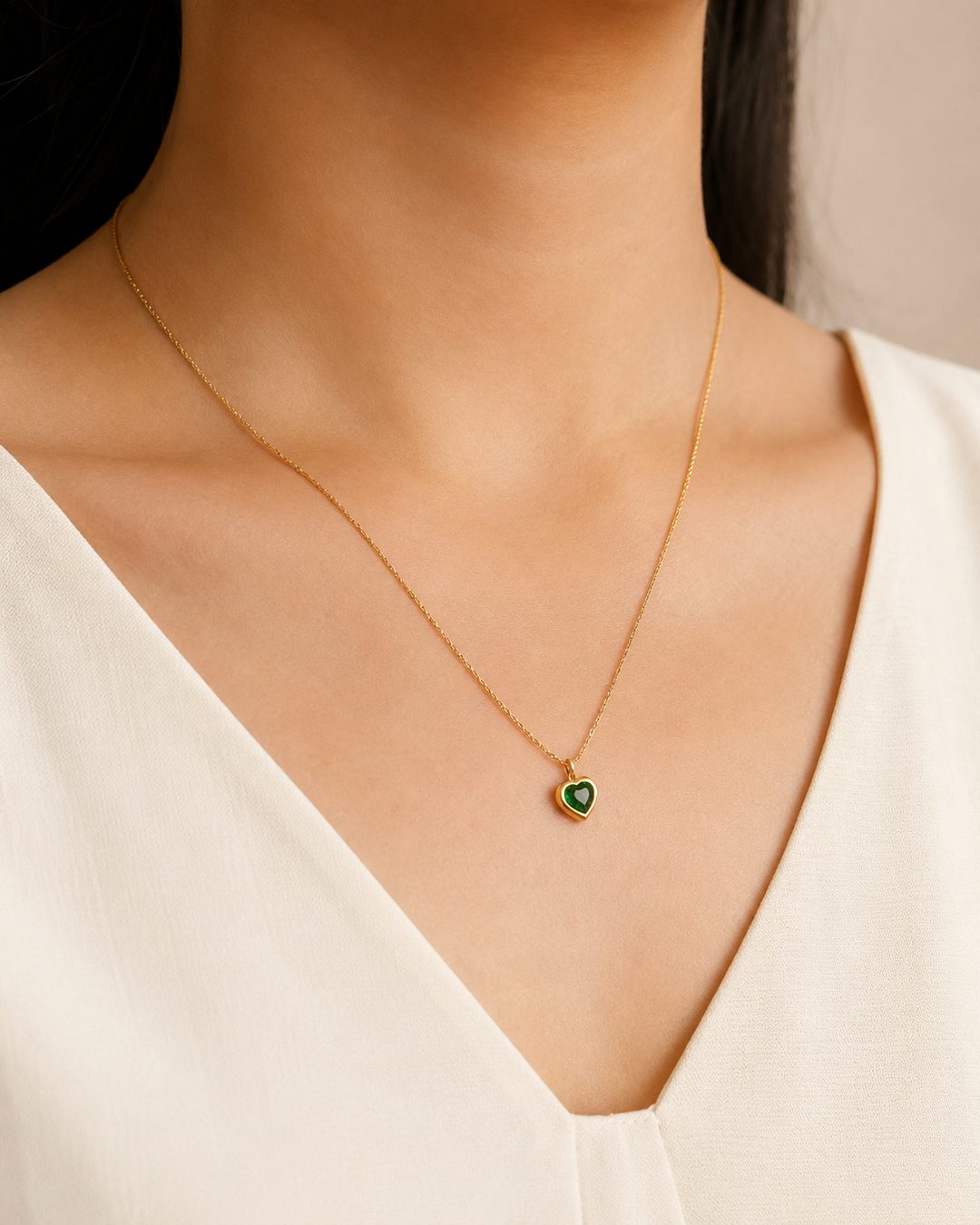 Emerald Heart Necklace — view 2