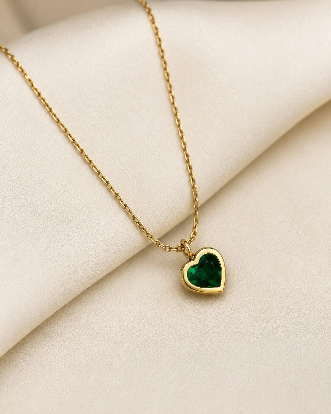 Emerald Heart Necklace — view 3