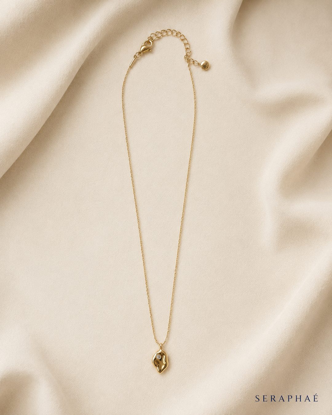 Molten Pebble Necklace — 18k gold-plated · CZ