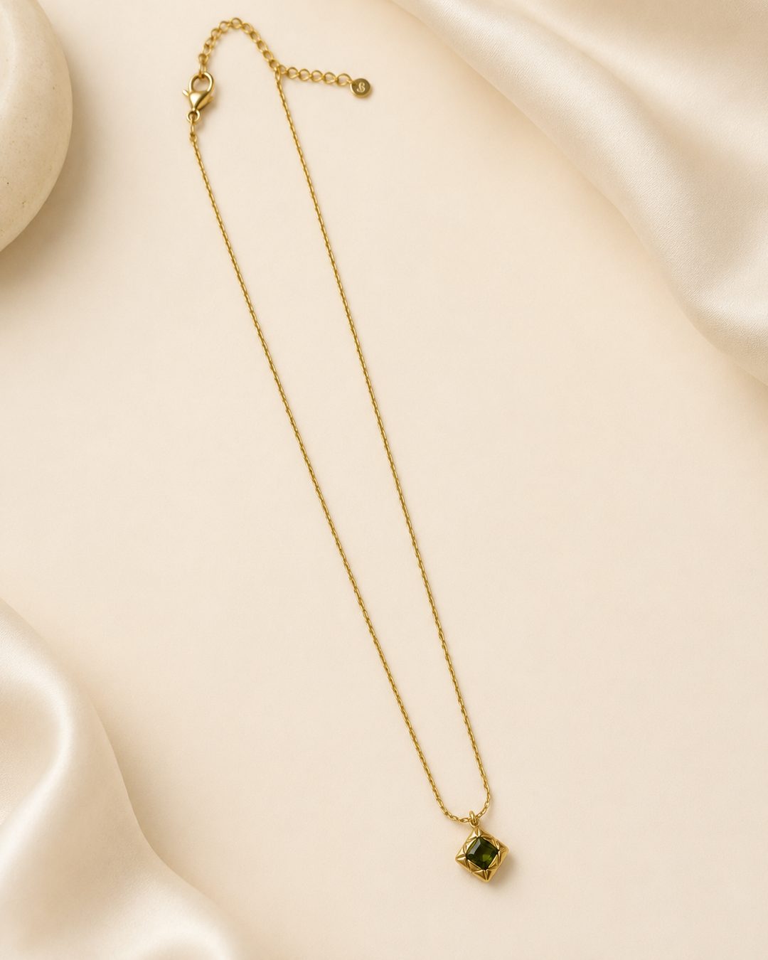 Emerald Cushion Necklace — 18k gold-plated · CZ