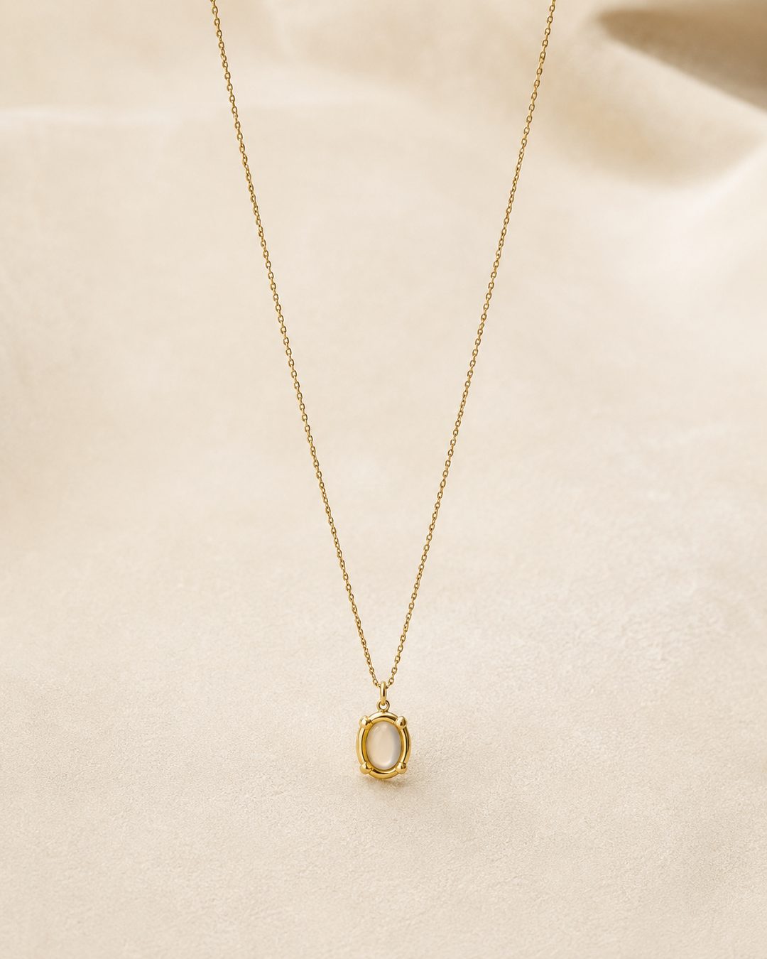 Oval Locket Necklace — 18k gold-plated · CZ