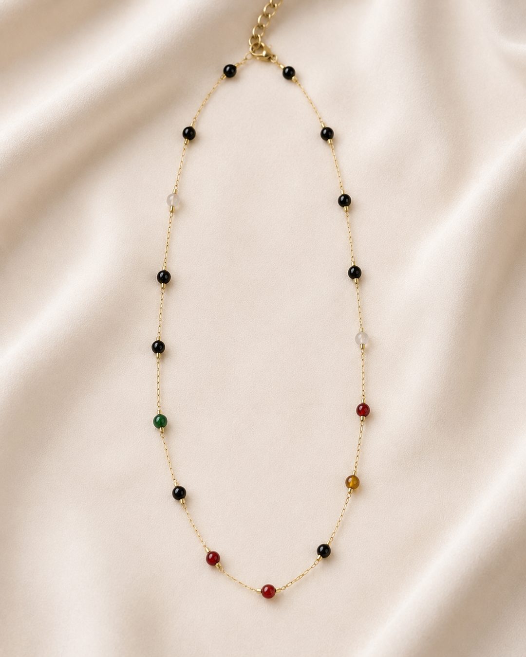 Rainbow Bead Necklace — 18k gold-plated · CZ
