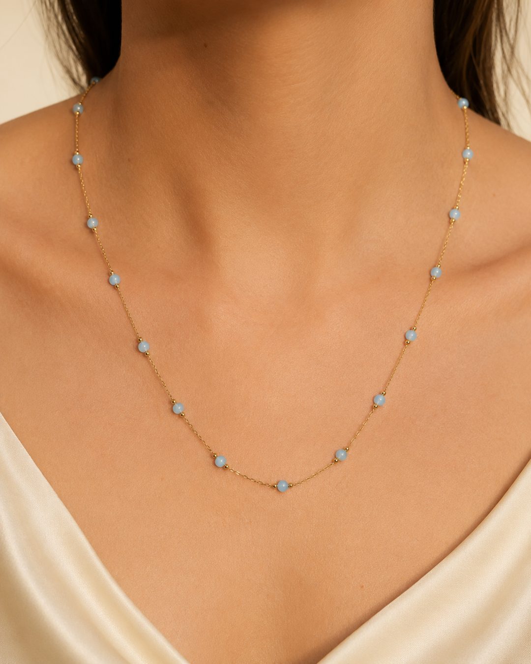 Aqua Bead Necklace — view 2