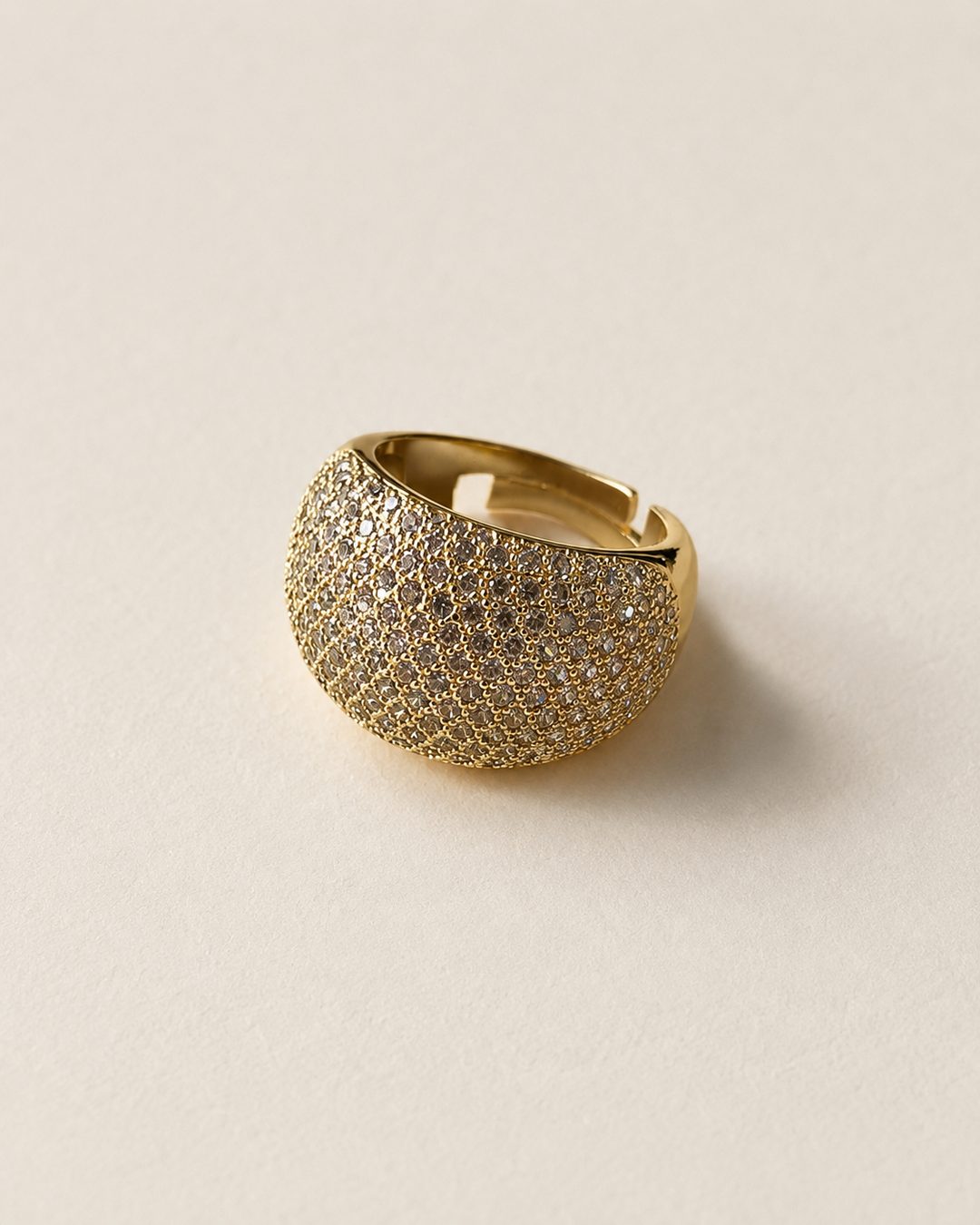 Pavé Dome Ring — 18k gold-plated · CZ