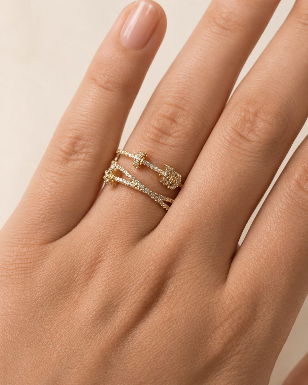 Twin-Band Pavé Ring — view 2