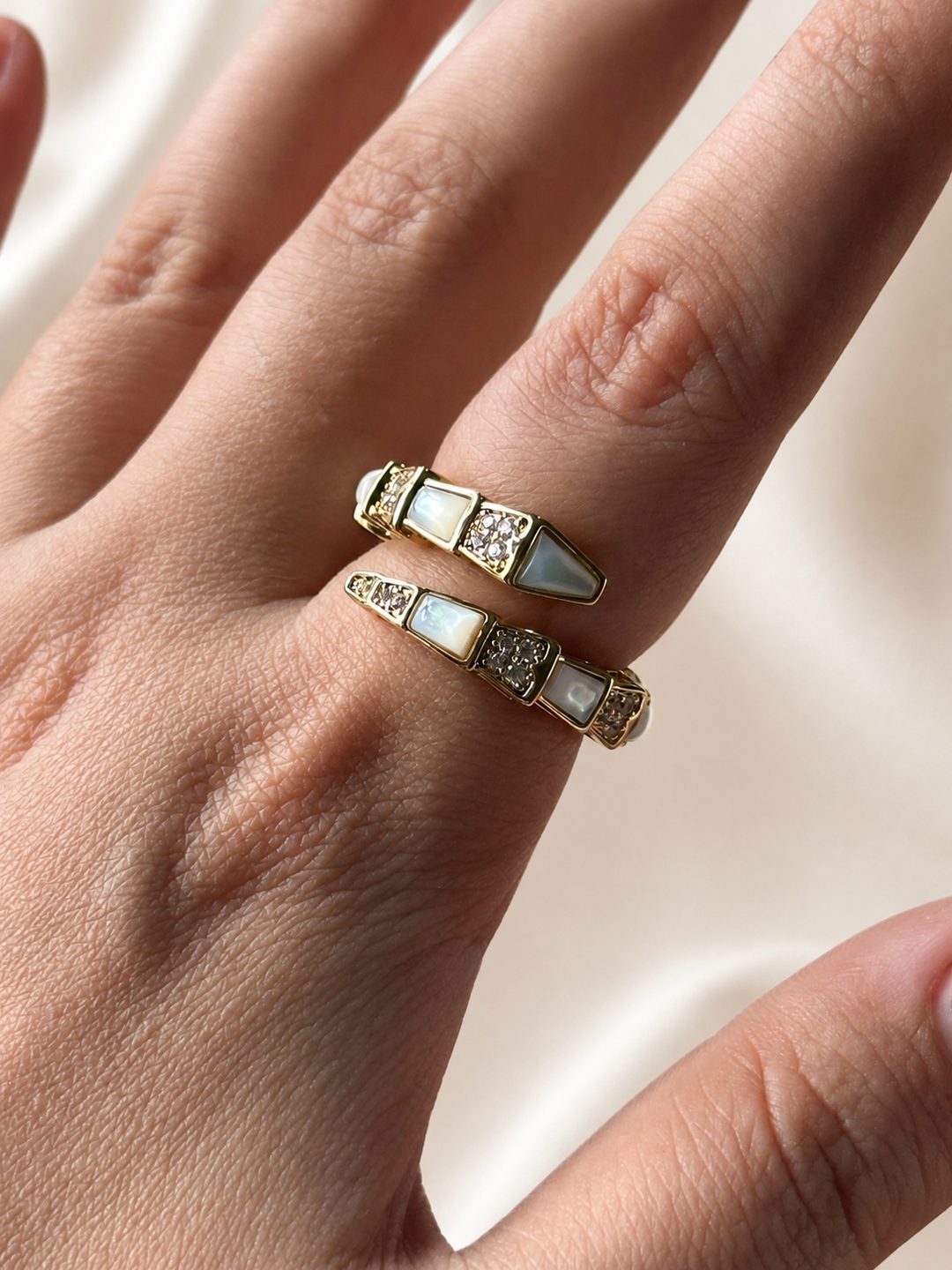 Stacked Twist Ring — 18k gold-plated · CZ