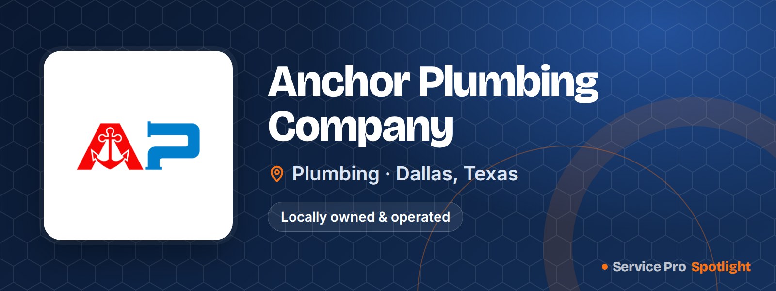 Anchor Plumbing Company logo on a Service Pro Spotlight header