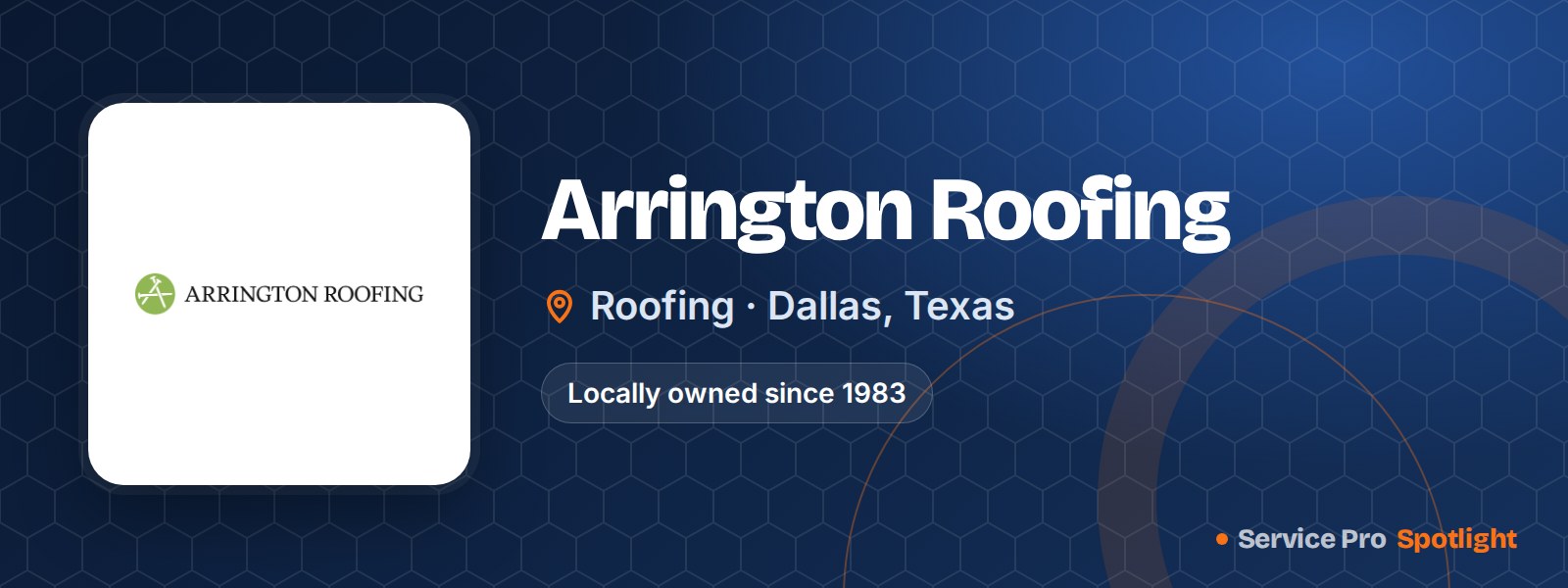 Arrington Roofing logo on a Service Pro Spotlight header