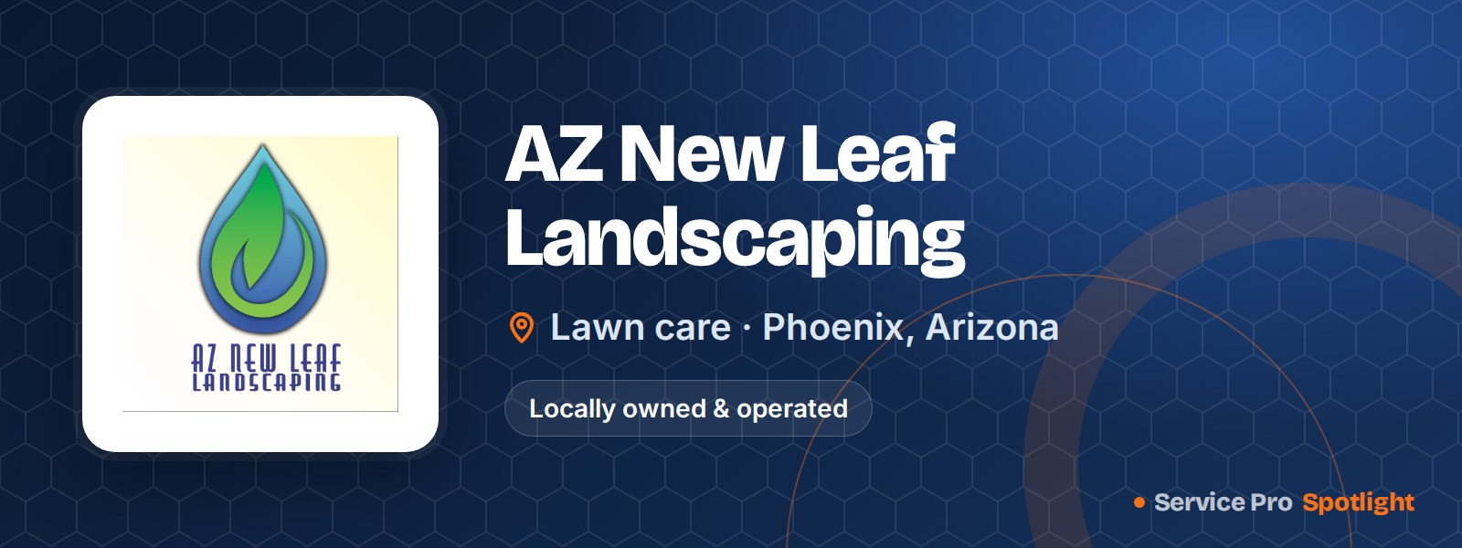 AZ New Leaf Landscaping logo on a Service Pro Spotlight header