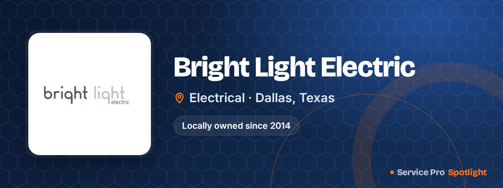 Bright Light Electric logo on a Service Pro Spotlight header