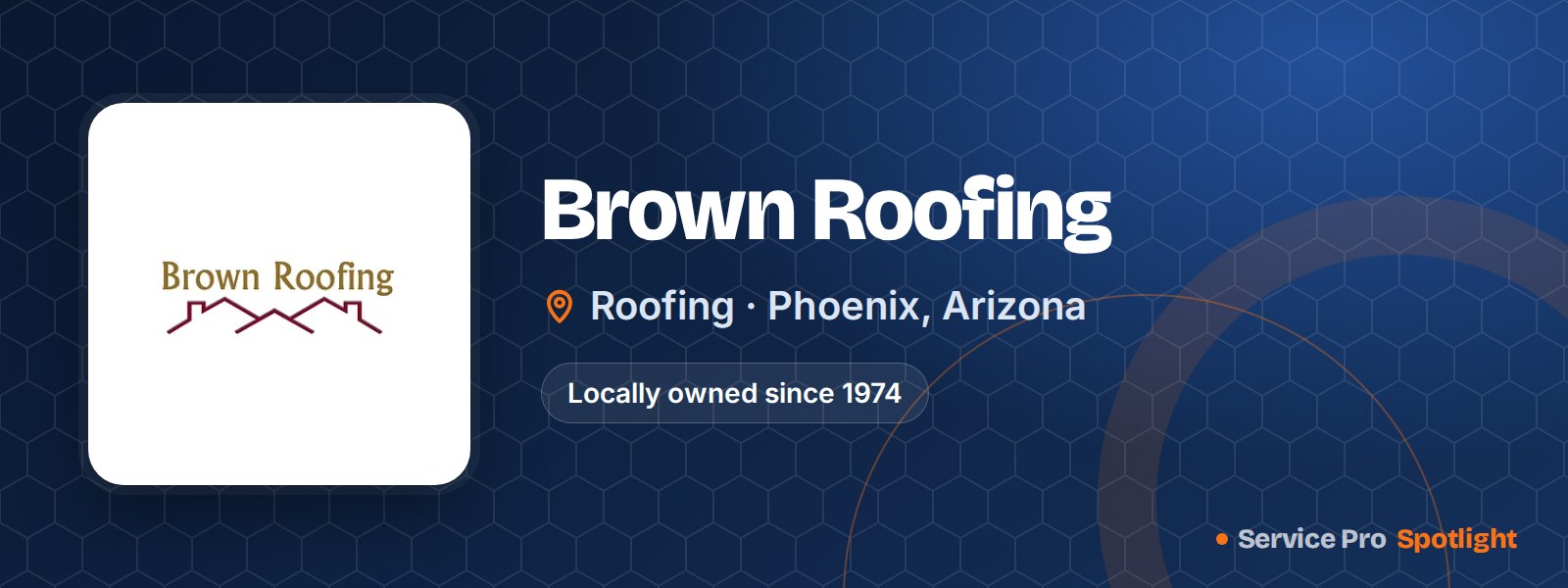 Brown Roofing logo on a Service Pro Spotlight header
