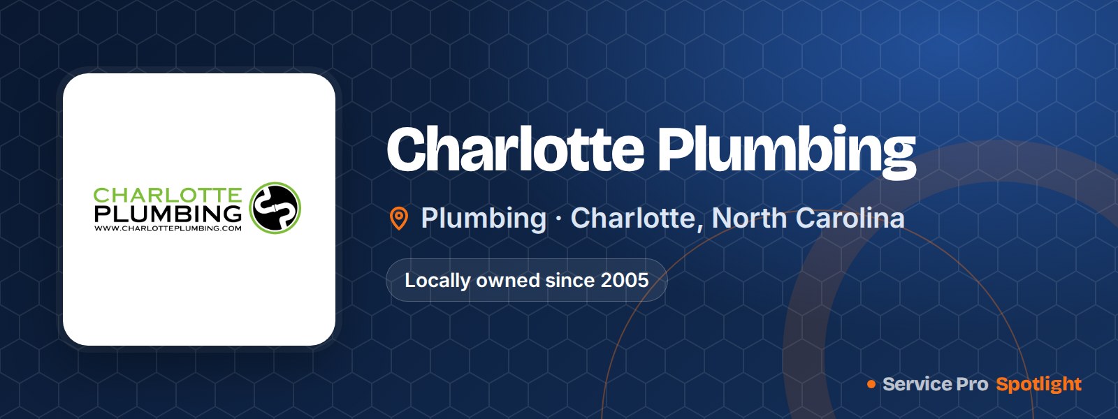 Charlotte Plumbing logo on a Service Pro Spotlight header