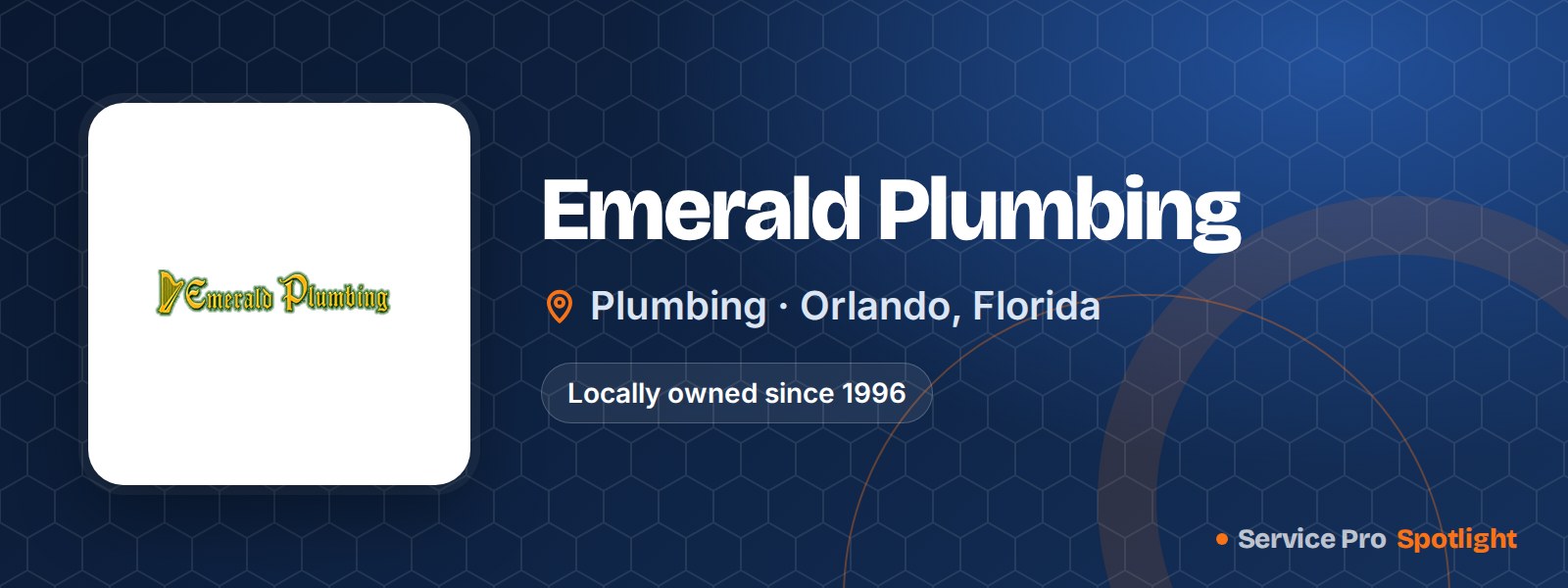Emerald Plumbing logo on a Service Pro Spotlight header