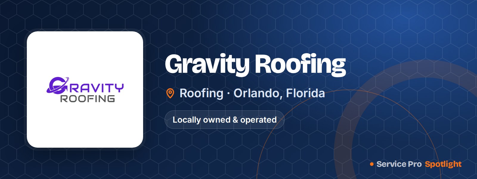 Gravity Roofing logo on a Service Pro Spotlight header