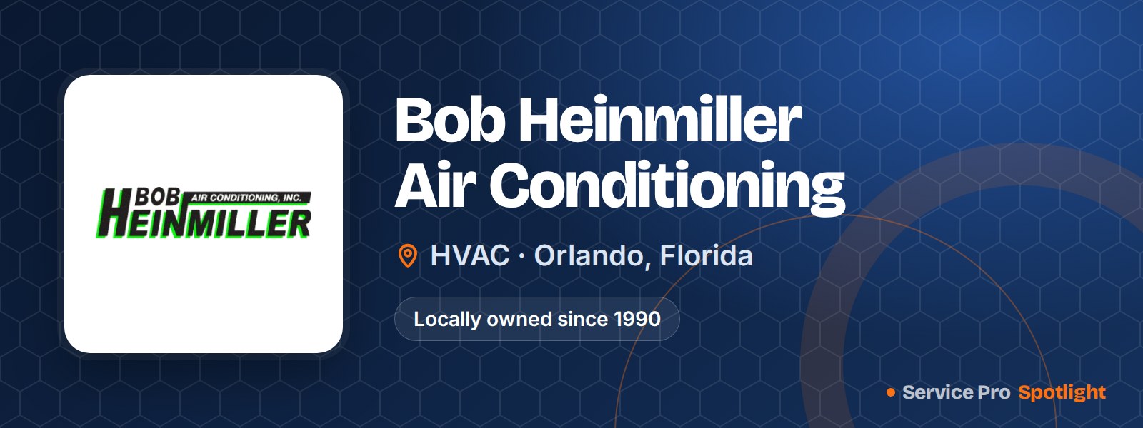 Bob Heinmiller Air Conditioning logo on a Service Pro Spotlight header