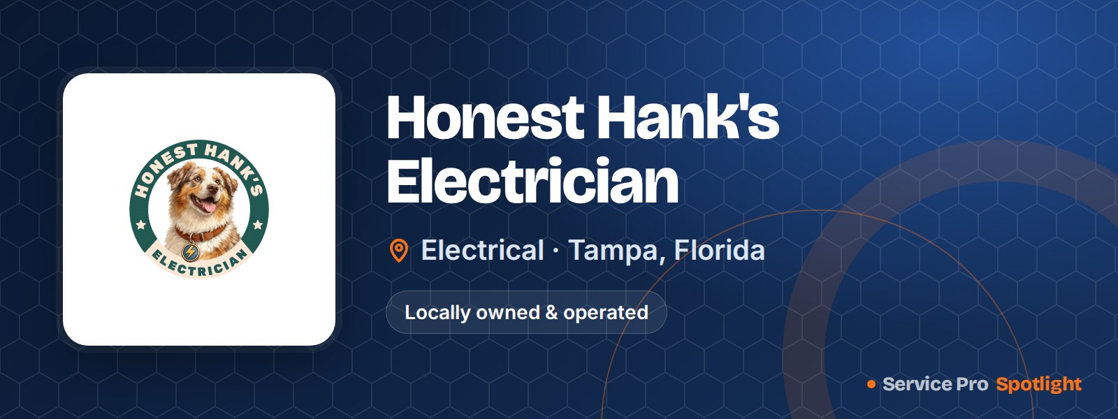 Honest Hank's Electrician logo on a Service Pro Spotlight header