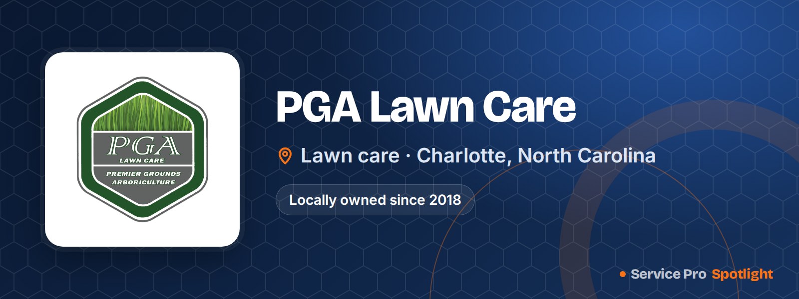 PGA Lawn Care logo on a Service Pro Spotlight header