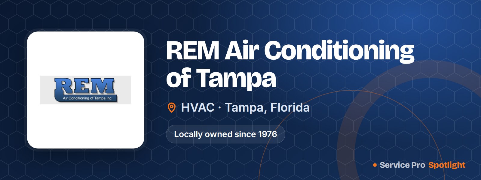 REM Air Conditioning of Tampa logo on a Service Pro Spotlight header