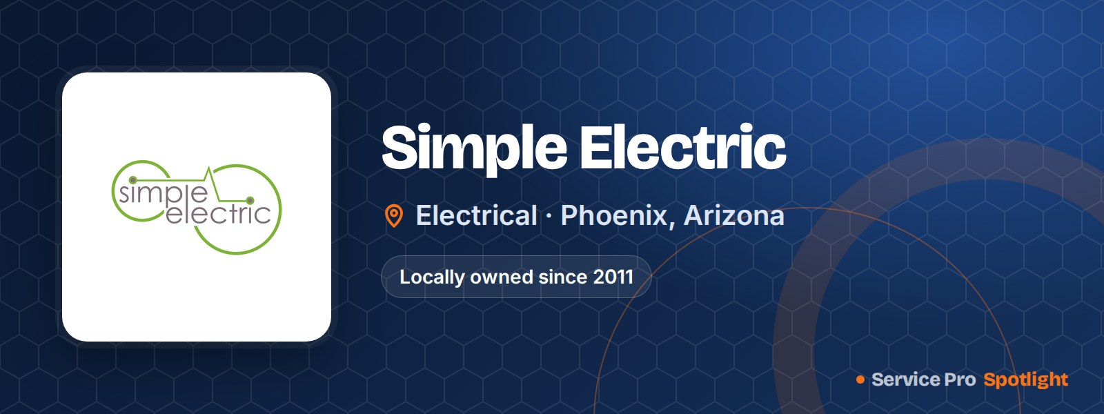 Simple Electric logo on a Service Pro Spotlight header